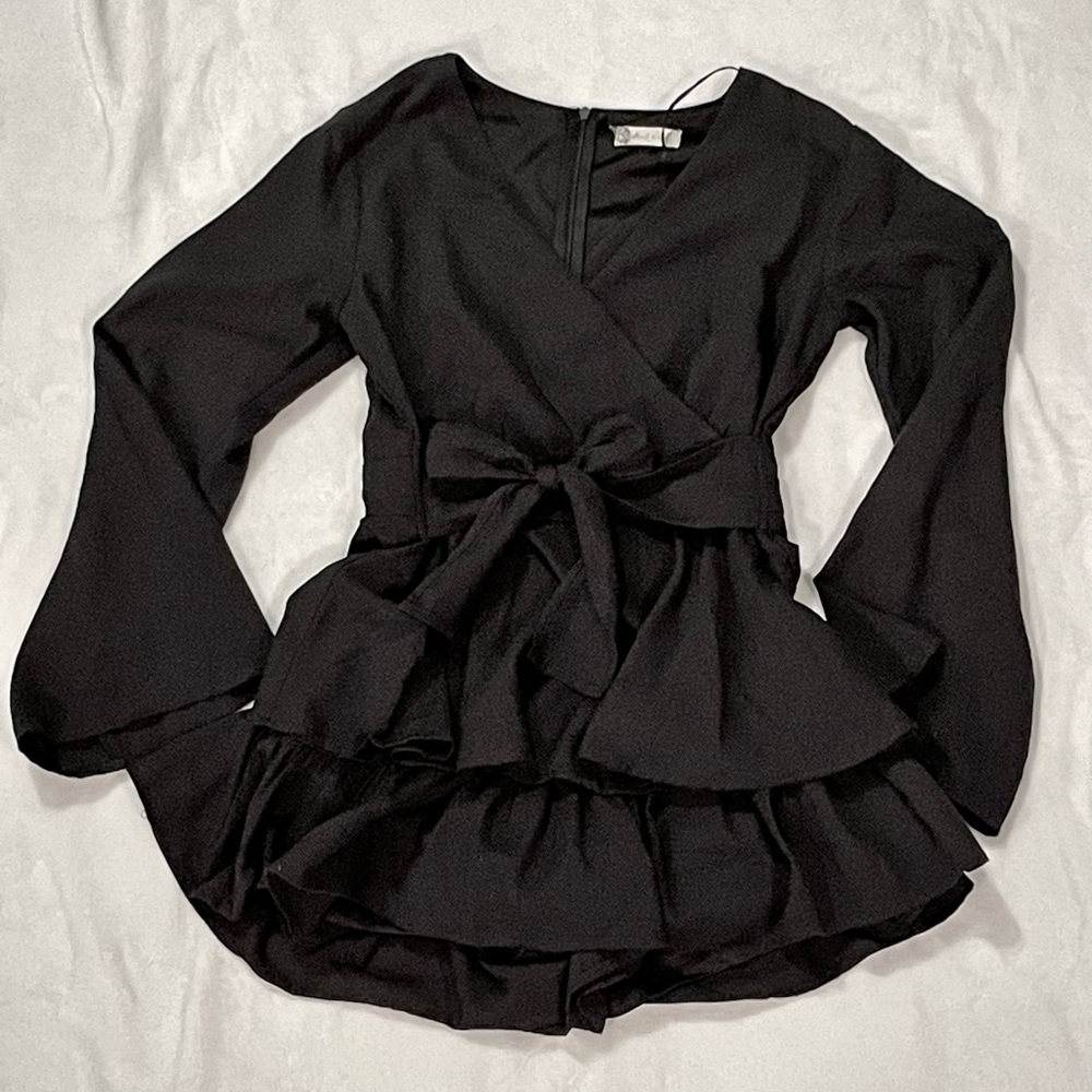 Altard State Black Ruffle Romper Long Sleeve Cute Aesthetic Fancy